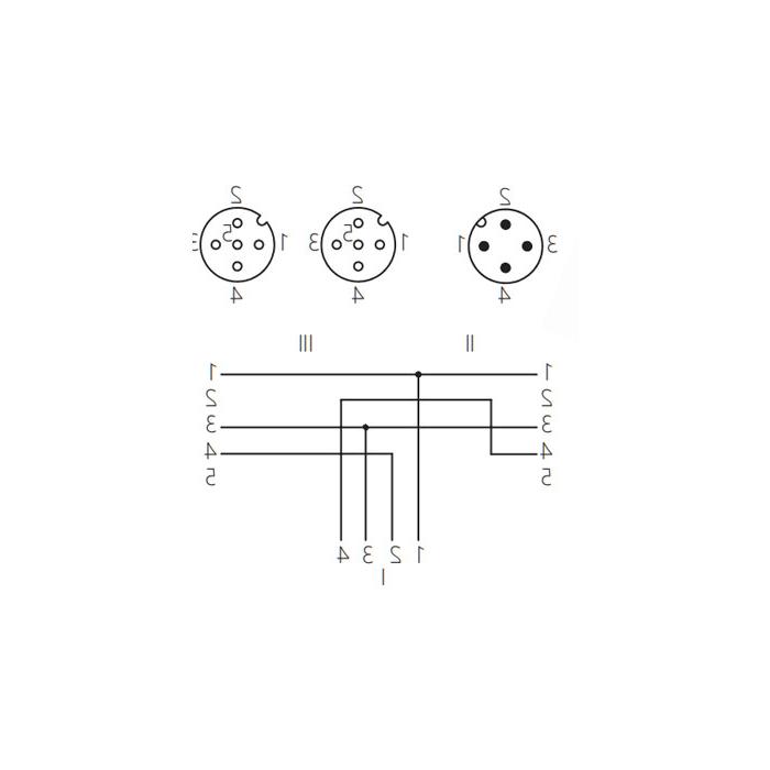 M12 4Pin公头/2M12 3Pin母头、Y型预铸防焊渣PUR柔性电缆、橙色护套、64T163-XXX